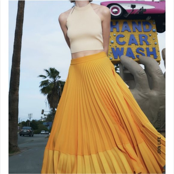 ZARA NWT PLEATED SKIRT ASYMMETRIC HEM - Picture 10 of 13